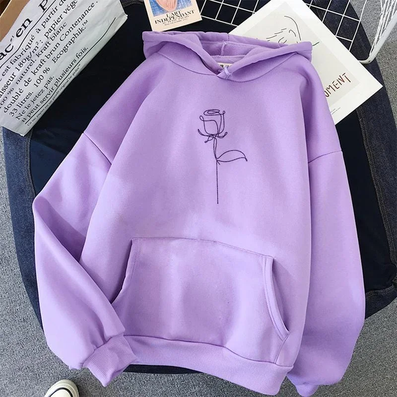 Bonus Savings 2019 Fashion Harajuku Winter Hoodie Women Loose Korean Style Sweatshirt Autumn Streetwear Flower Printing Hoodies Pullovers