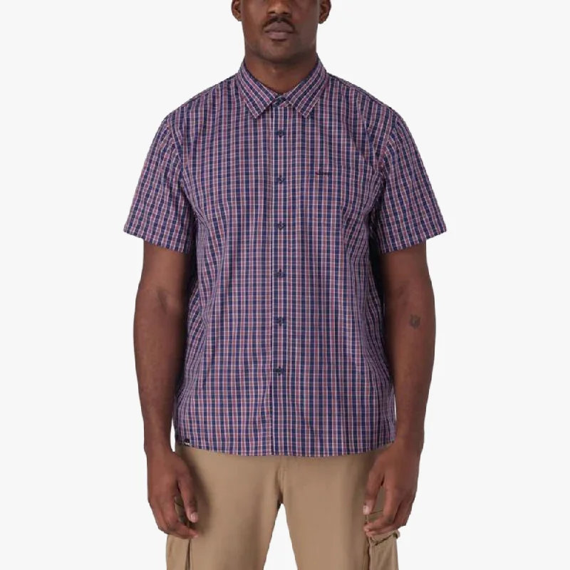 Special Offer Jeep Mens Casual Yd Check Short Sleeve Shirt Navy Red