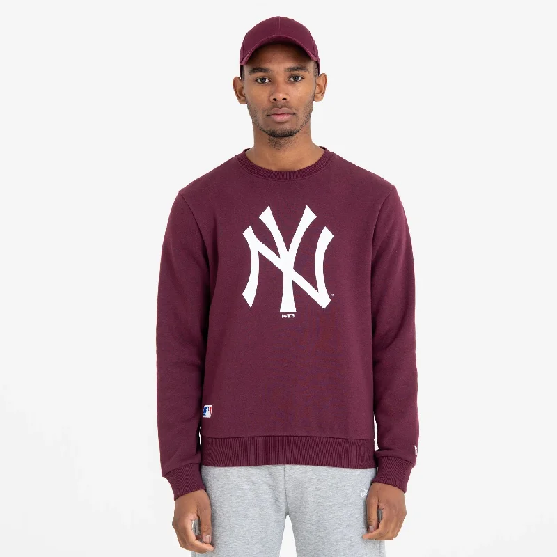 Final Clearance New York Yankees MLB Regular Dark Purple Crew Neck Sweatshirt
