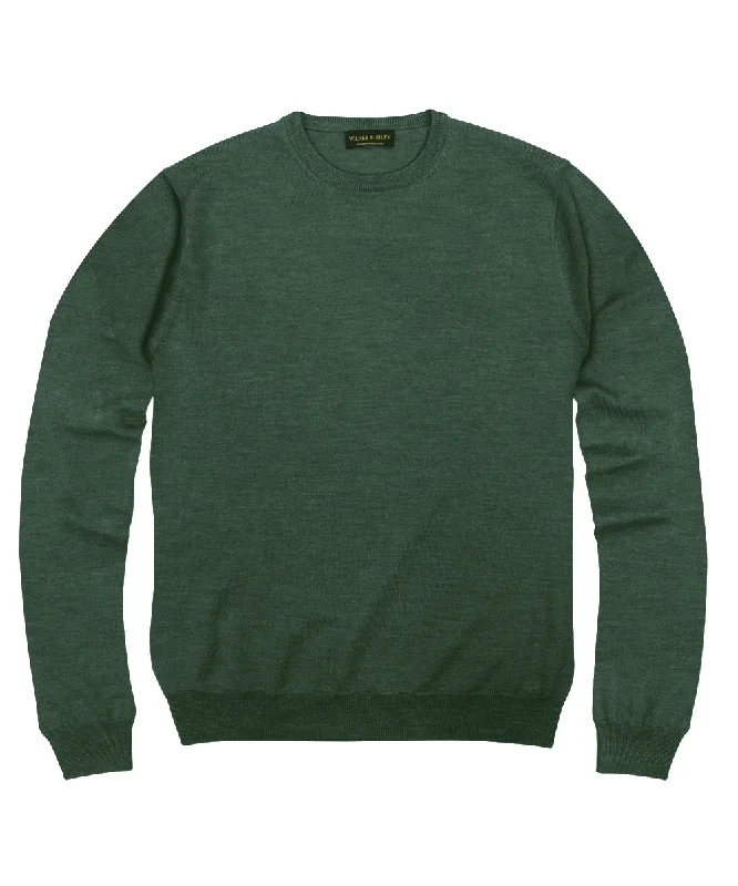Take Advantage 100% Pure Merino Wool Zegna Baruffa Crewneck Sweater - Hunter