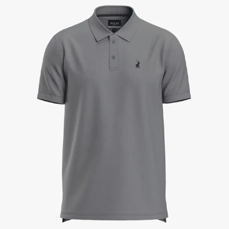 Exclusive Savings Polo Mens Stretch Pique Short Sleeve Golfer Grey