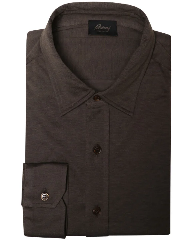 Early Bird Brown Silk Blend Jersey Sportshirt