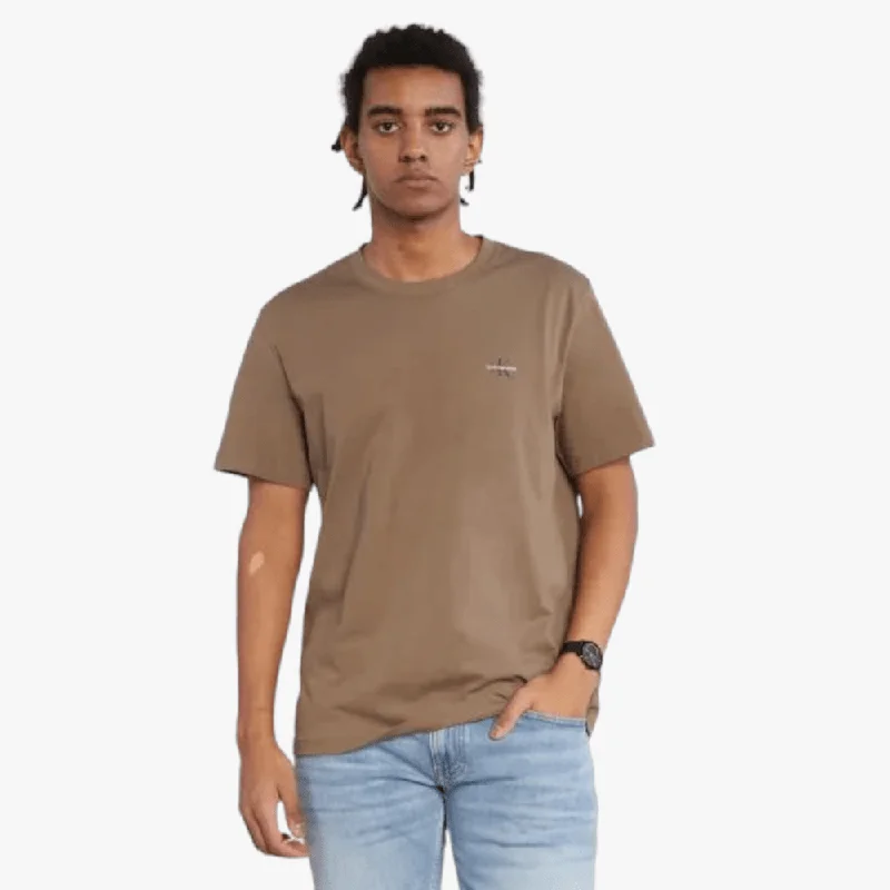 Weekend Deal Calvin Klein Mens Mono Logo Short Sleeve Tee Brown