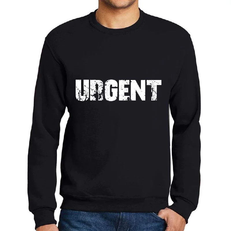Weekend Specials to Indulge In Men's Printed Graphic Sweatshirt Popular Words URGENT Deep Black