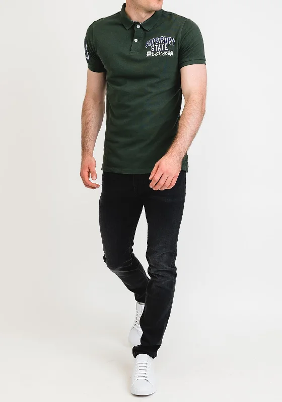 Daily Special Superdry Classic Superstate Polo Shirt, Dark Forest