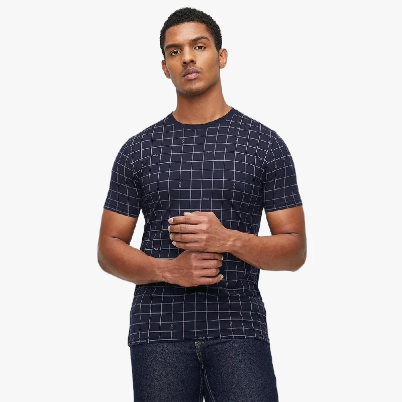 Limited Edition Polo Mens Logo Printed Grid Short Sleeve Tee Navy