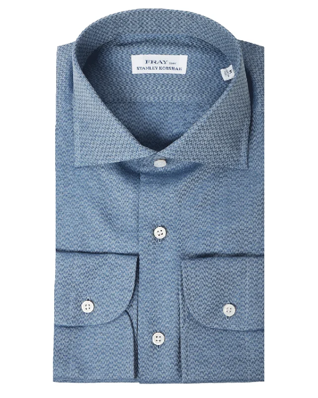 Steel Blue Herringbone Jacquard Sportshirt