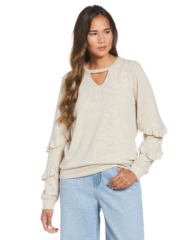 Weekend Deals That Dazzle Knit Cutout Ruffle Sleeve Top