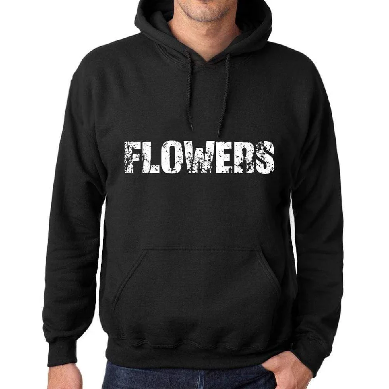 Men's Women's Unisex Printed Graphic Cotton Hoodie Soft Heavyweight Hooded Sweatshirt Pullover Popular Words FLOWERS Deep Black