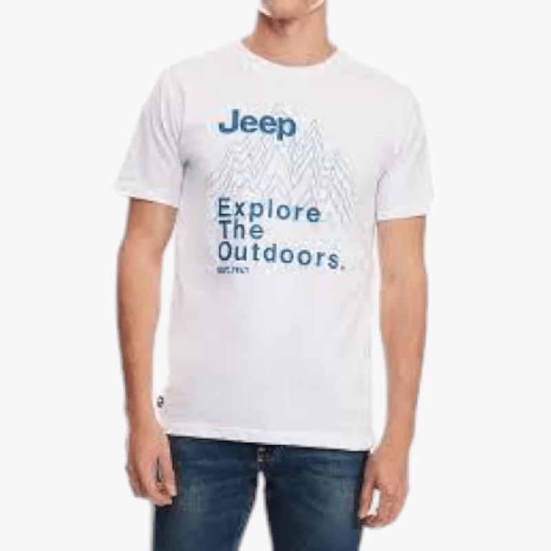 Jeep Mens Fashion Print Short Sleeve Tee White