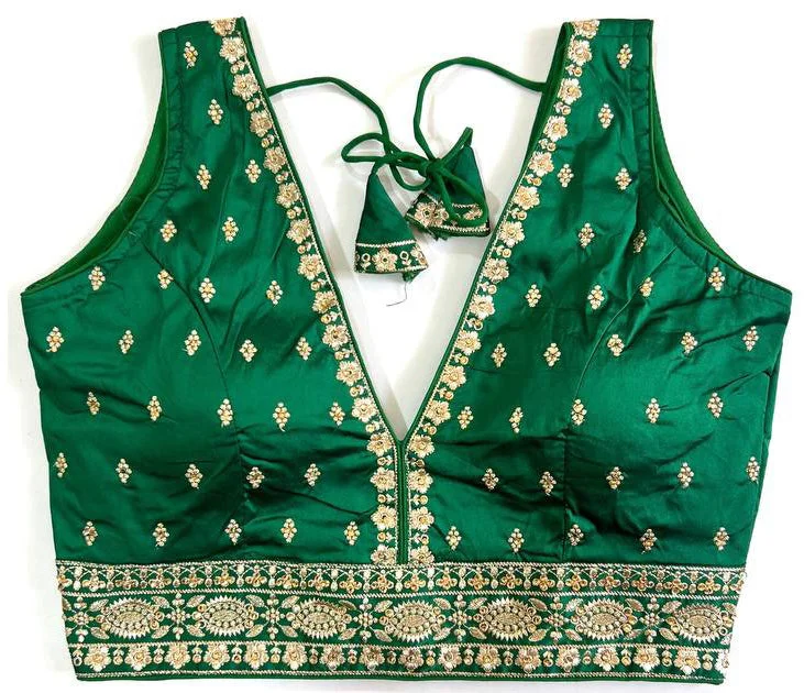 Weekend Savings Spectacle Women's Green Colour Silk Readymade Blouse