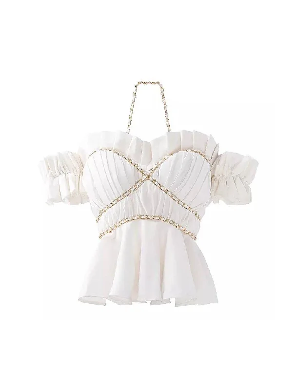 Early Access Chain Detailed Pleated Bustier Top