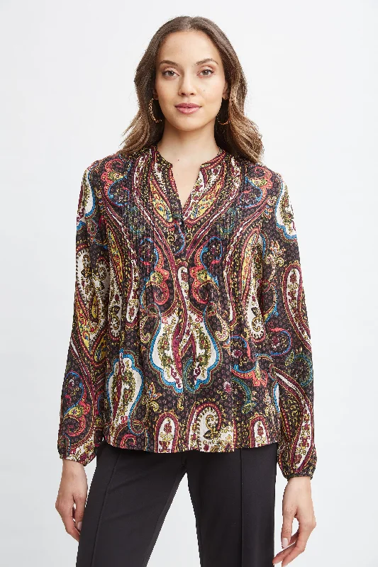 Weekend Savings Extravaganza T-Tahari Paisley Split Neck Shirt