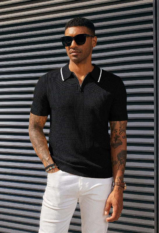 Weekend Specials to Indulge In Men Stylish Lapel Collar Knitted Polo-Shirt Short Sleeve Zip-up Neck Knitwear Weekend Specials to Indulge In Men Stylish Lapel Collar Knitted Polo-Shirt Short Sleeve Zip-up Neck Knitwear