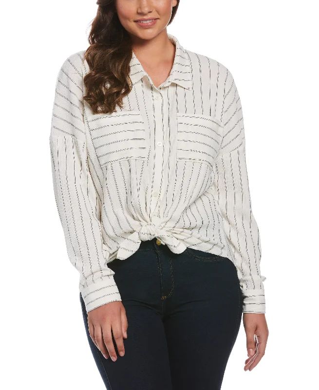 Can't Beat Petite Tie Front Shirt