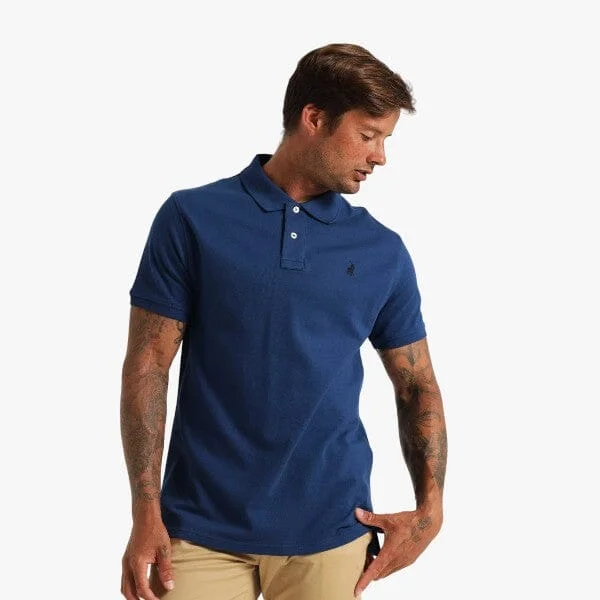 Act Fast Polo Mens Stretch Pique Short Sleeve Golfer Dark Blue