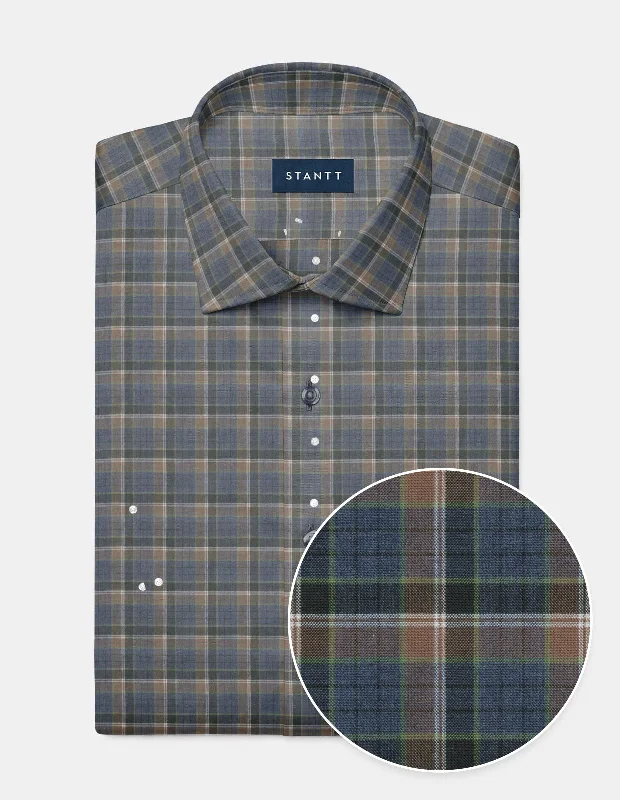 Today's Special Navy and Brown Multi Stacked Plaid