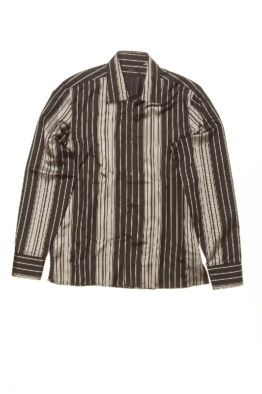 Crazy Deal Gucci - Black and Silver Striped Button Down - 16 1/2