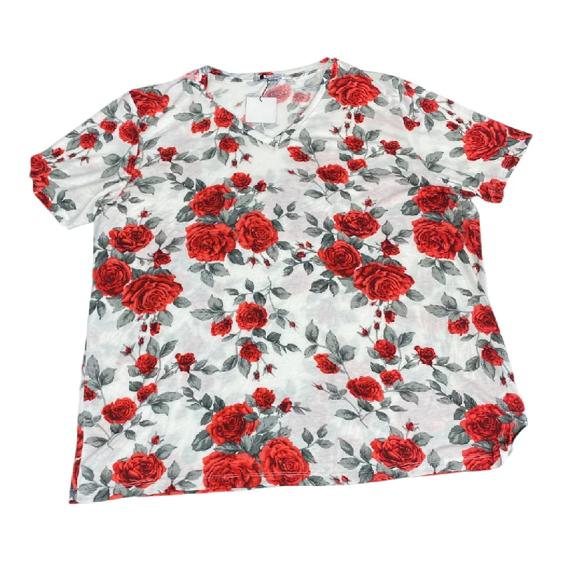 Weekend Specials to Delight Top Short Sleeve By Cmc In Floral Print, Size: 4x