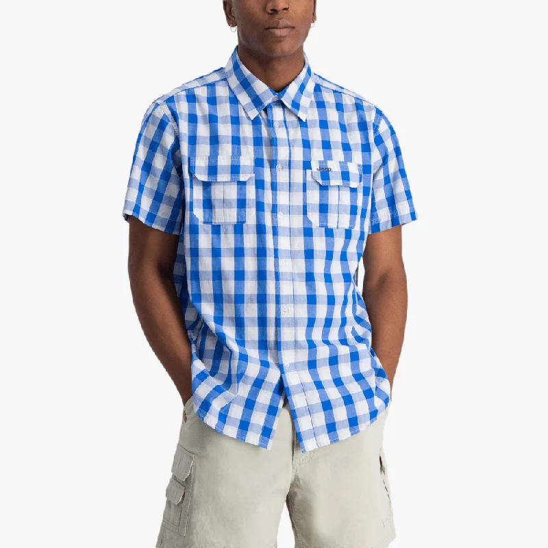 Final Clearance Jeep Mens Technical Short Sleeve Shirt Atlantic Blue