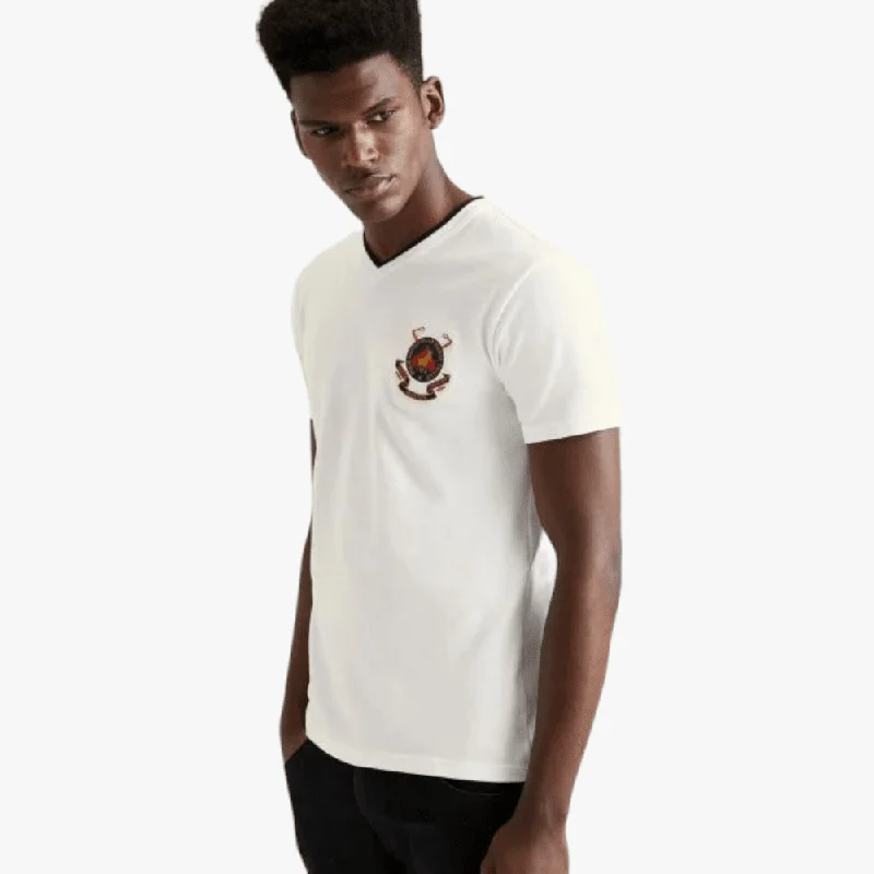 Polo Mens Chris Crest V Neck Short Sleeve Tee White