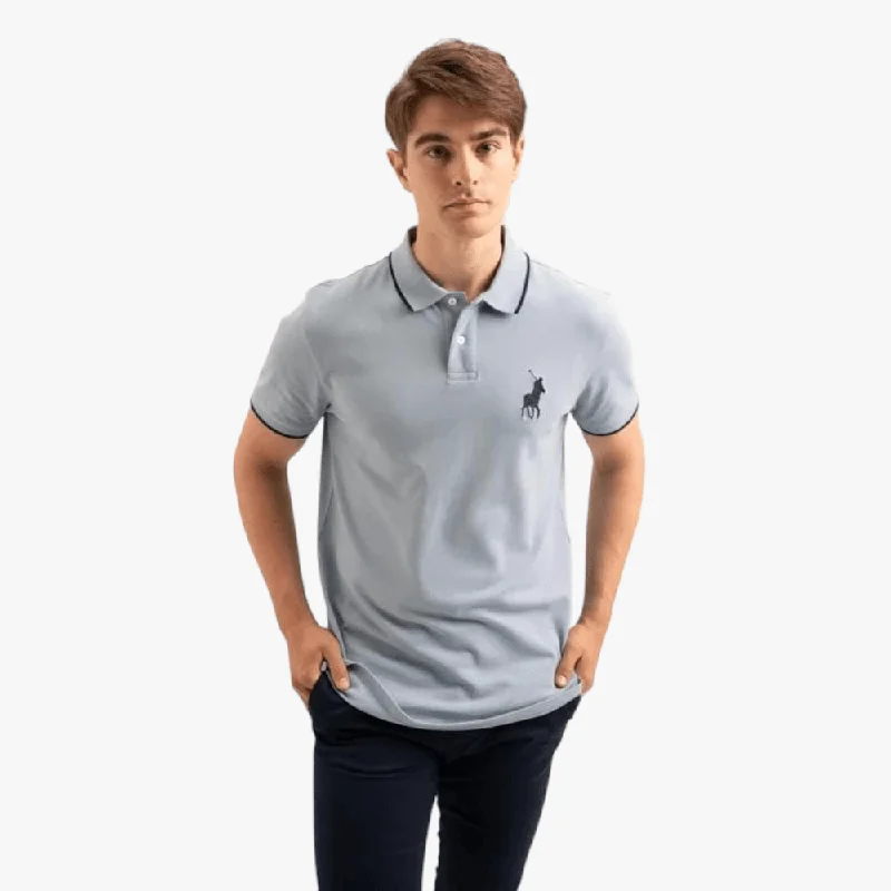 Fantastic Offers Polo Mens Tipped Pique Short Sleeve Golfer Blue