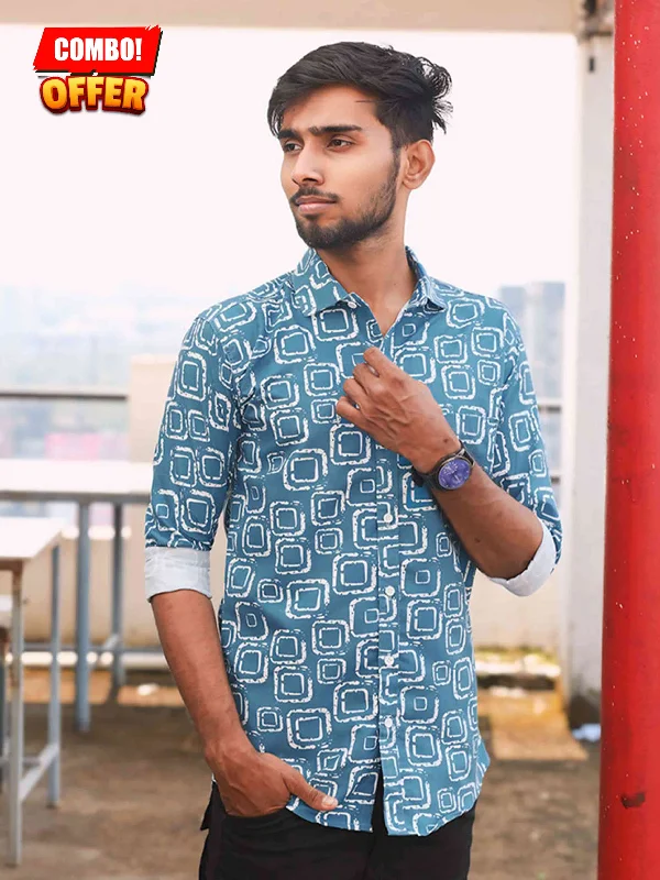 Extra Discount Combo Offer: Full-Sleeve Casual Shirts in Cotton Blend - ₹498