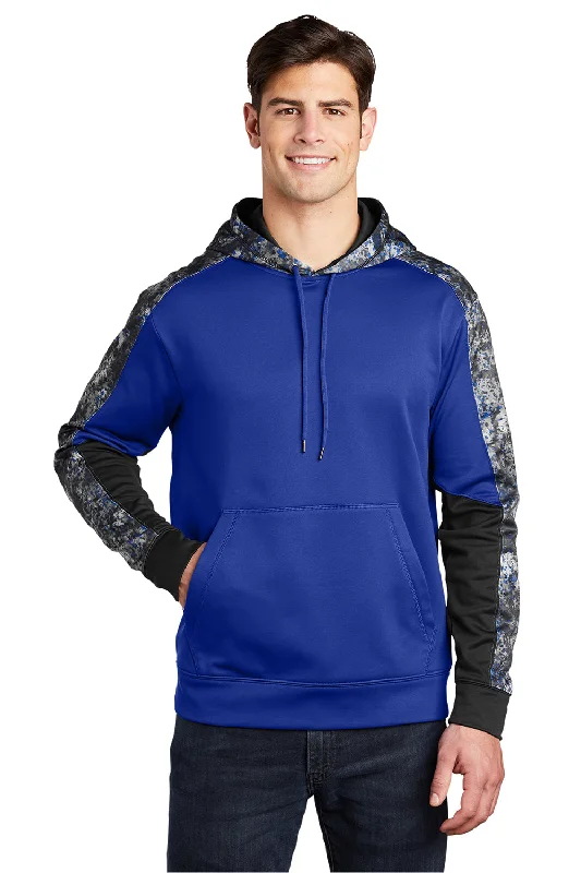 Major Savings Sport-Tek Mens Sport-Wick Mineral Freeze Moisture Wicking Fleece Hooded Sweatshirt Hoodie w/ Pouch Pocket - True Royal Blue