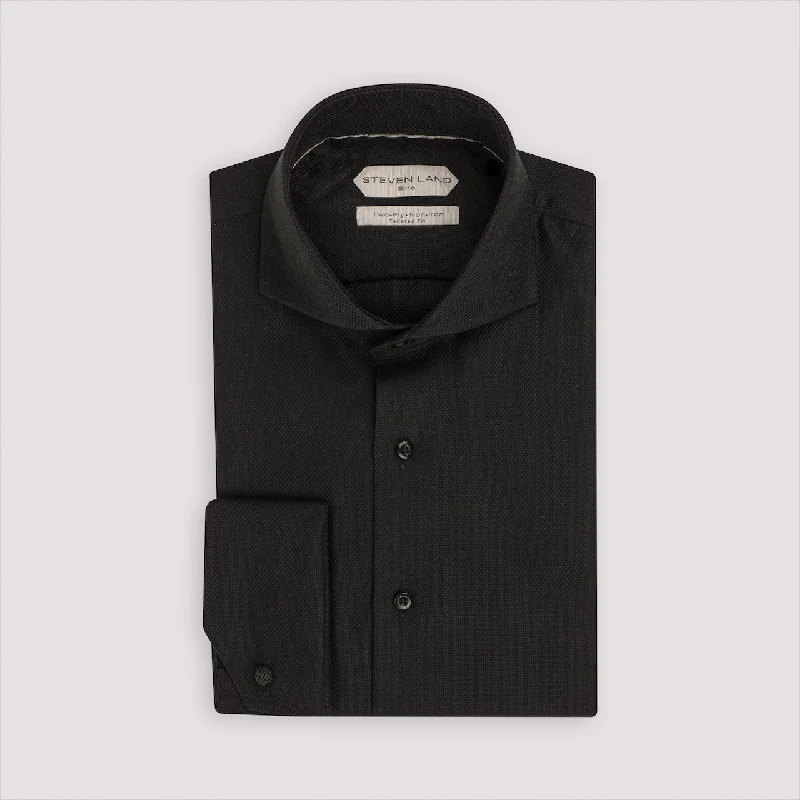 Weekend Savings Spectacle The Augustus Dress Shirt | Cutaway Collar | Angled French Cuff | 100% Cotton | Black Weekend Savings Spectacle The Augustus Dress Shirt | Cutaway Collar | Angled French Cuff | 100% Cotton | Black