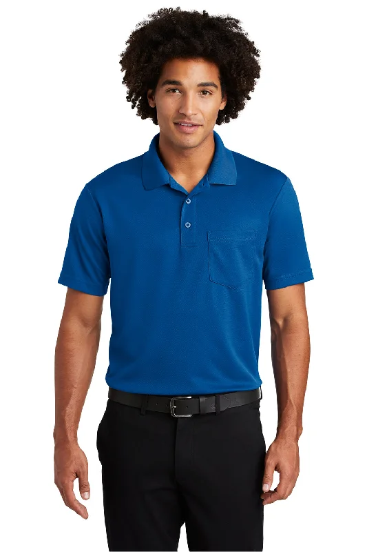 Sport-Tek Mens RacerMesh Moisture Wicking Short Sleeve Polo Shirt w/ Pocket - True Royal Blue