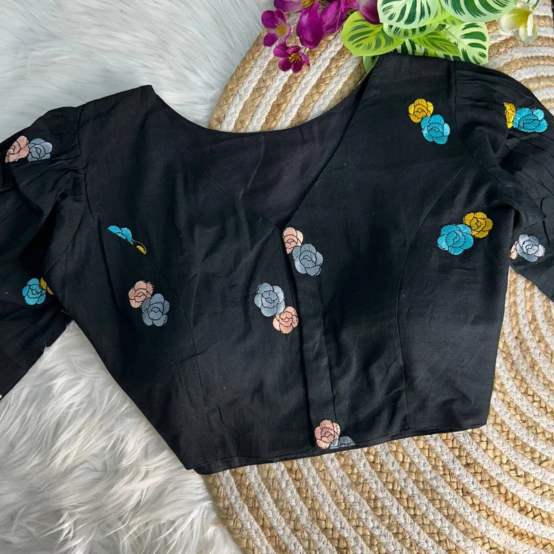 Super Discount Women's Black Colour Khadi Cotton Readymade Blouse