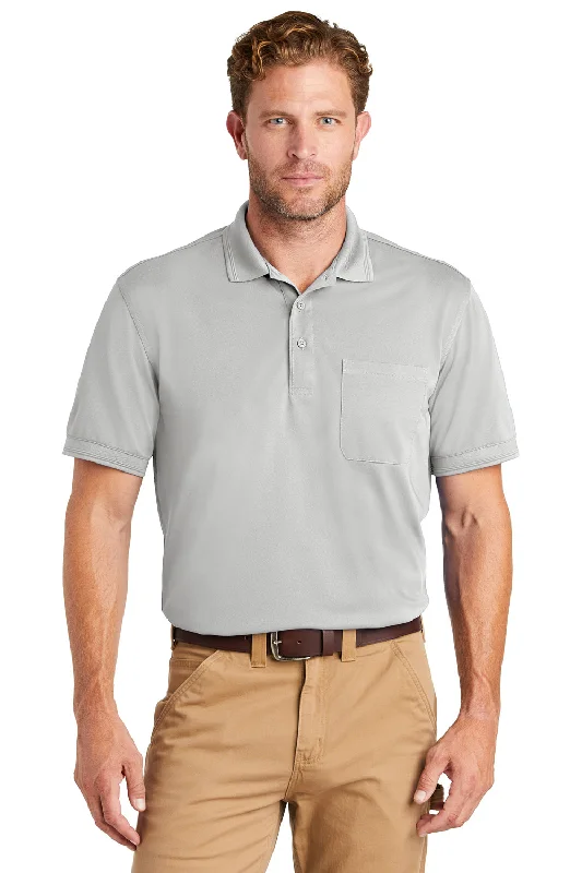 Price Rollback CornerStone Mens Industrial Moisture Wicking Short Sleeve Polo Shirt w/ Pocket - Light Grey