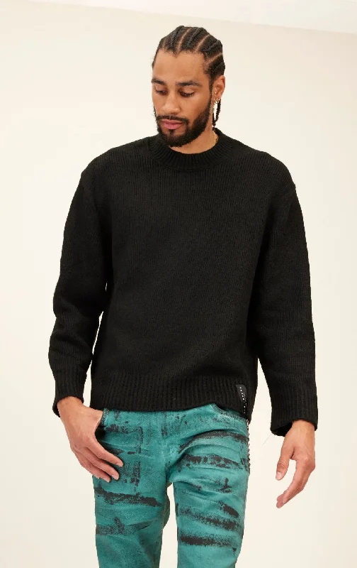 Special Discount Wool Blend Cloud Crew Neck Sweater - Black