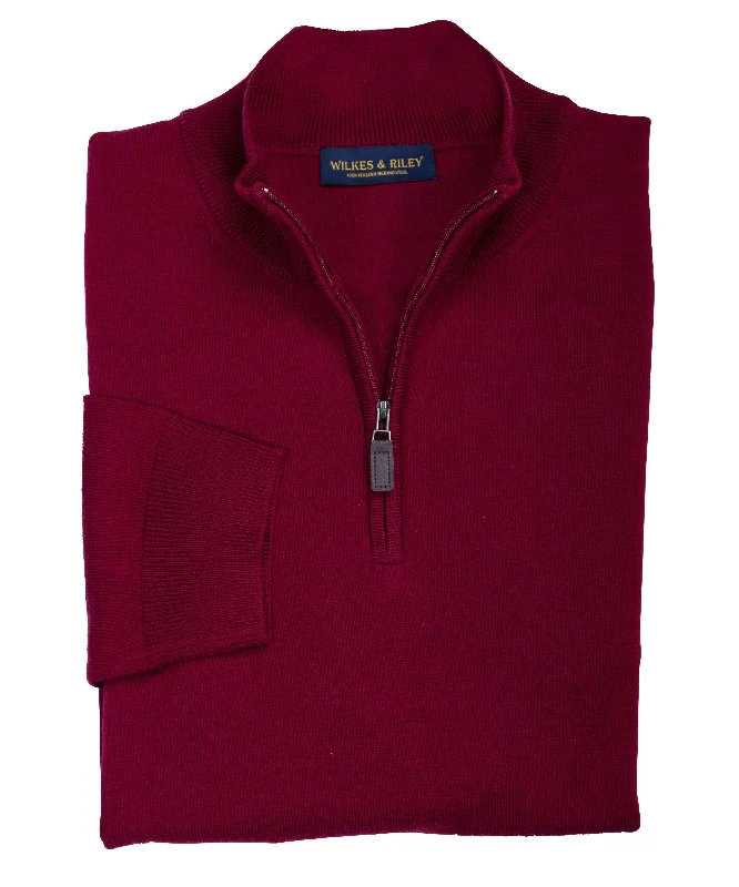 Bargain Prices Ultra-fine Zegna Baruffa Half-Zip Merino Wool Sweater - Burgundy