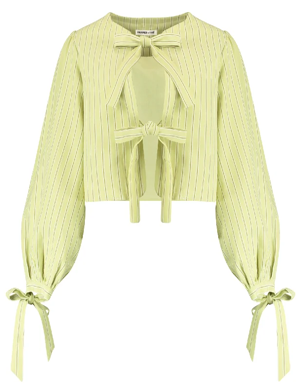 Weekend Discounts to Grab Josie blouse stripe bright matcha