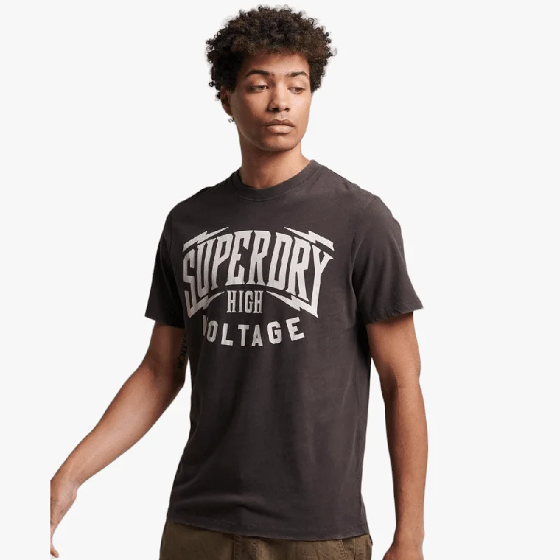 Seasonal Clearance Superdry Mens Retro Rock Short Sleeve Tee Carbon Grey