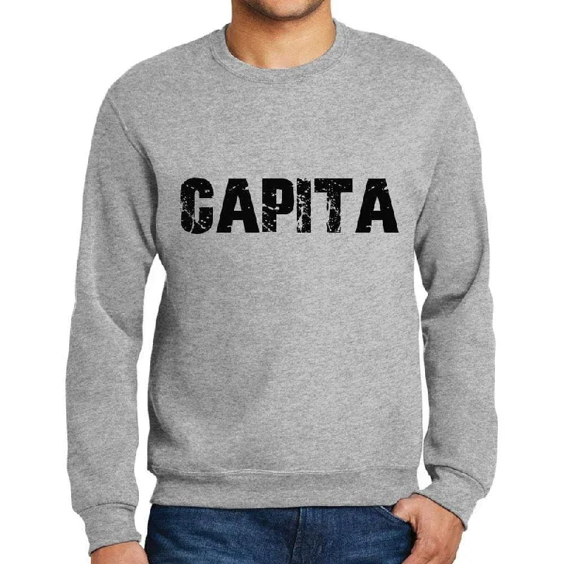New Deals Men's Printed Graphic Sweatshirt Popular Words CAPITA Grey Marl