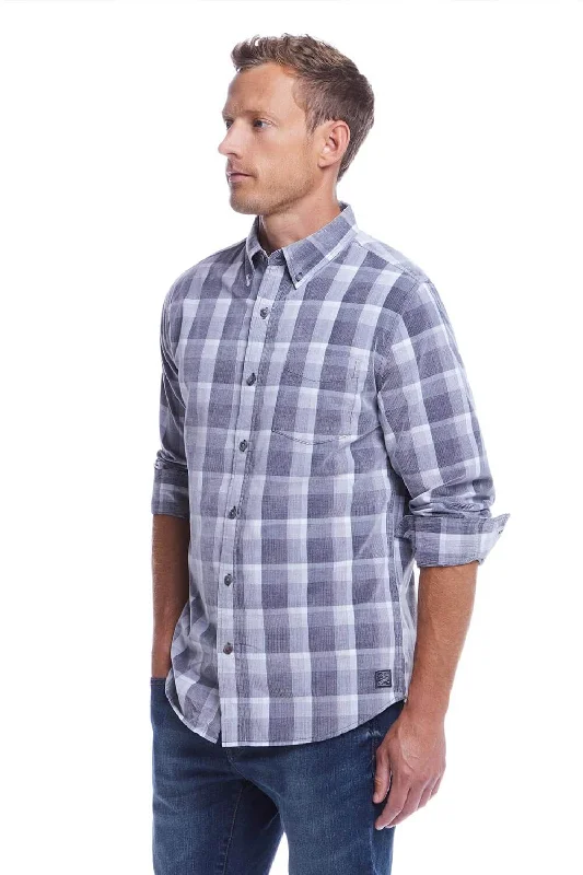 Weatherproof Vintage Plaid Corduroy Button Down Shirt for Men in Formal Grey | F2485652GK-FORMALGREY