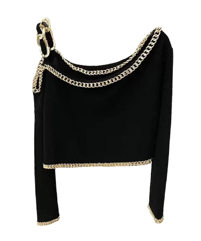 Steals and Deals Metal Chain Knit Sweater