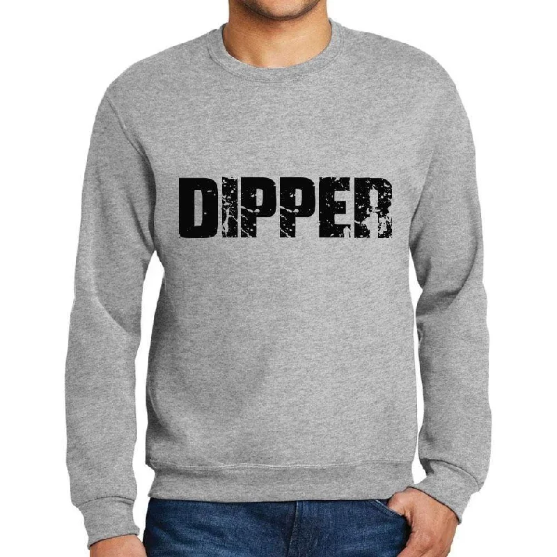 Men's Printed Graphic Sweatshirt Popular Words DIPPER Grey Marl