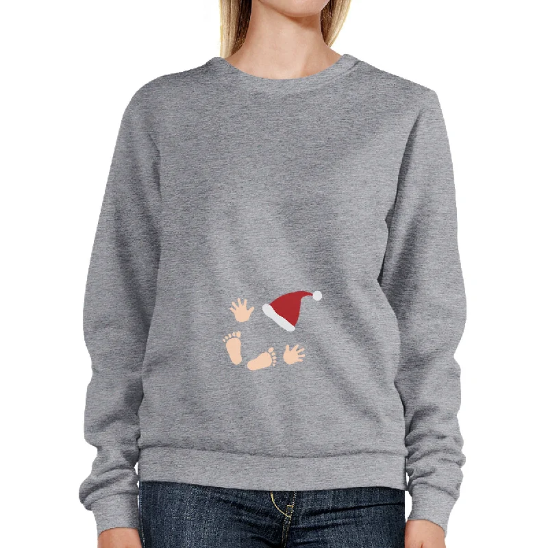 Baby Santa Foot And Handprints Grey Sweatshirt