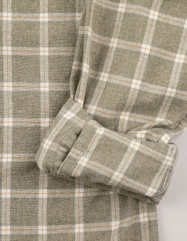 Hurry In Dusty Sage Windowpane Check Flannel
