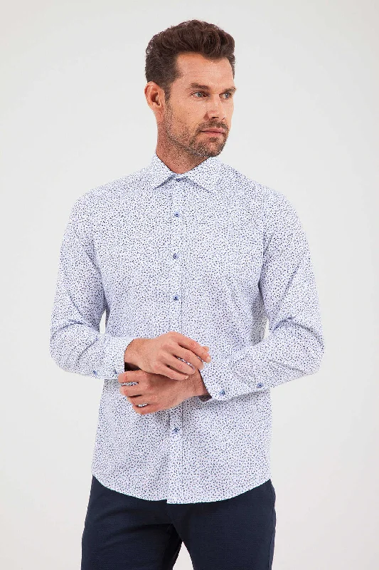 Great Deal Regular Fit Printed Cotton Blend Blue Casual Shirt