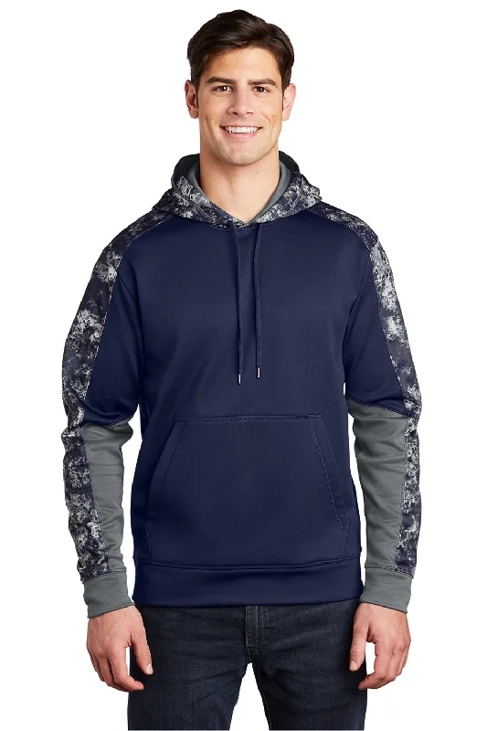 Special Price Sport-Tek Mens Sport-Wick Mineral Freeze Moisture Wicking Fleece Hooded Sweatshirt Hoodie w/ Pouch Pocket - True Navy Blue