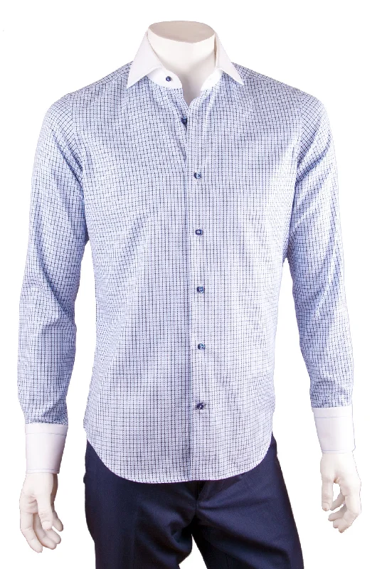 Weekend Specials to Enjoy Two-Tone Check Print Cotton Dress Shirt