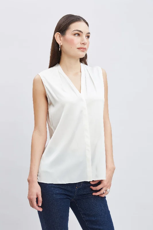 Weekend Specials to Enjoy Sleeveless Silk Button Down Shirt