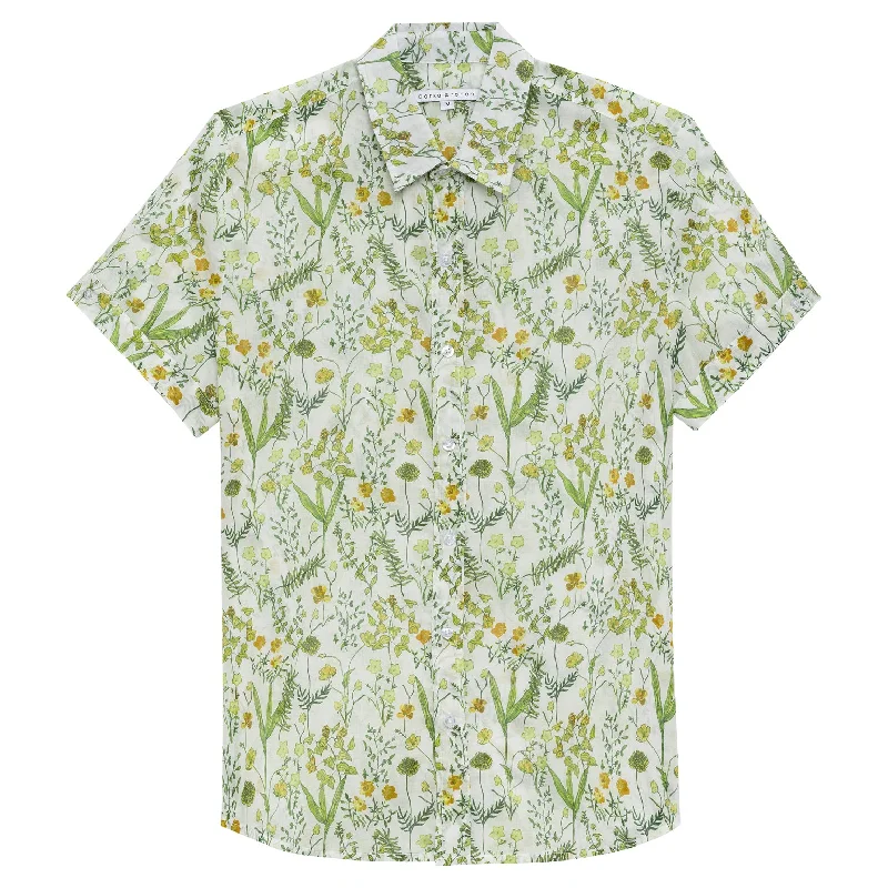 Final Sale NEW RESORT '25- Wild Flowers Green Printed Biscayne Shirt