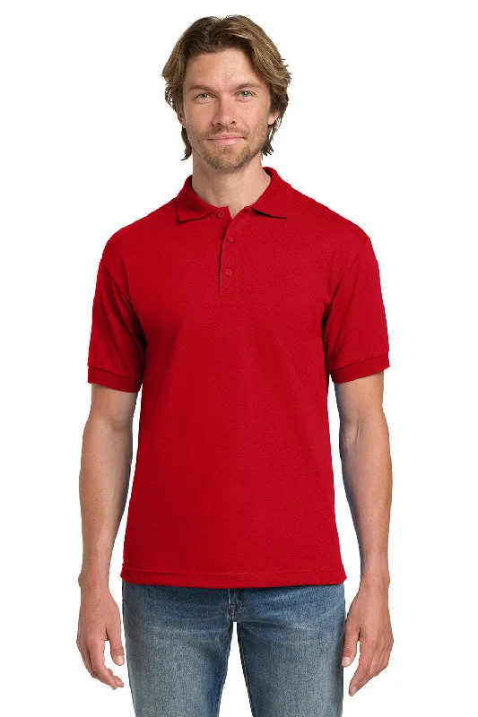 Online Only Gildan Mens DryBlend Moisture Wicking Short Sleeve Polo Shirt - Red