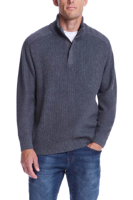 Weatherproof Vintage Southwest Quarter Zip Sweater for Men in Smoke Grey Heather | F2440421GK-SMOKEGREY