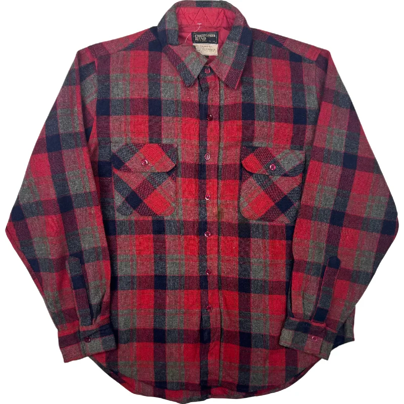 Vintage 80's Christopher Plaid Flannel Shirt Red Black